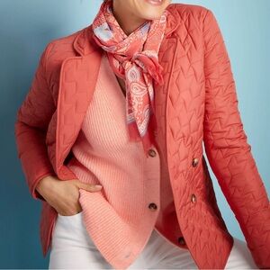 Talbots lightweight double breasted quilted blazer jacket size extra large